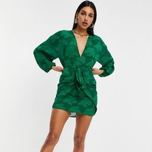 ASOS Plunge Tie Front Mini Dress